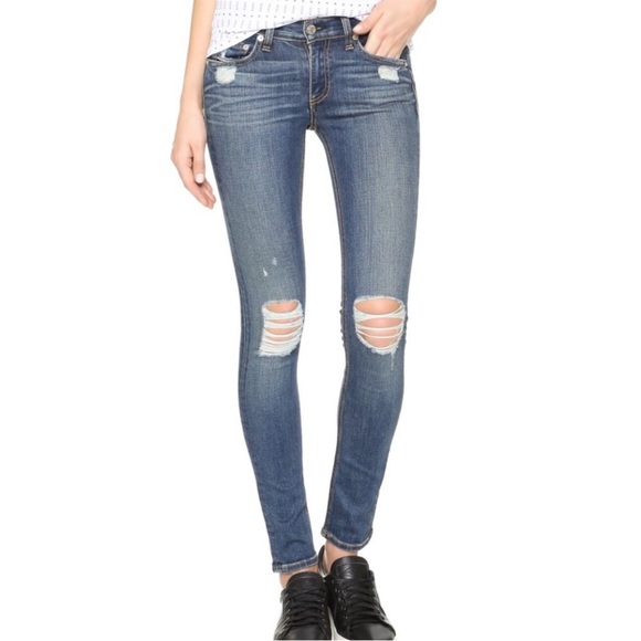 rag & bone Denim - Rag & Bone - The Ripped Skinny Jeans - Destroyed Preston - Size 27 - RGJEA40262